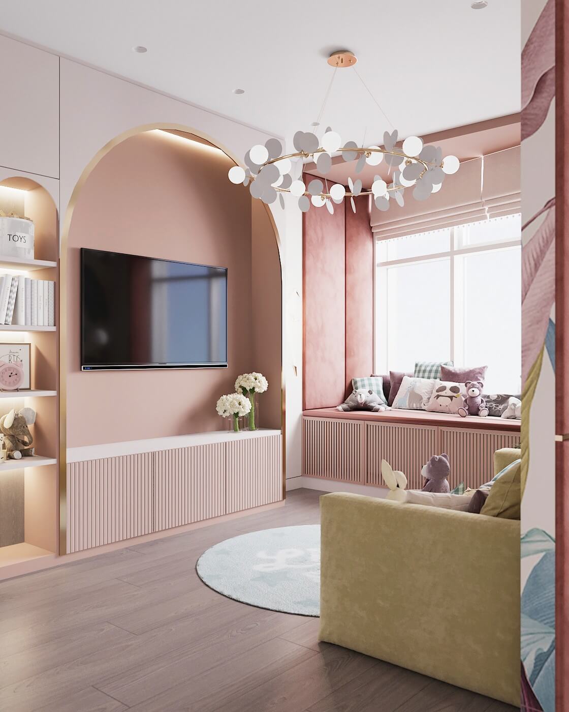 Дизайн детской комнаты в розовых тонах
